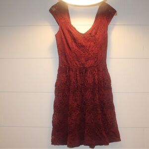 Elegant Lace Dress in Maroon Red